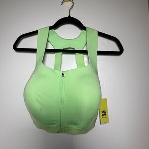 All in Motion Lime Green Zip-Up Sports Bra 38DDD NWT